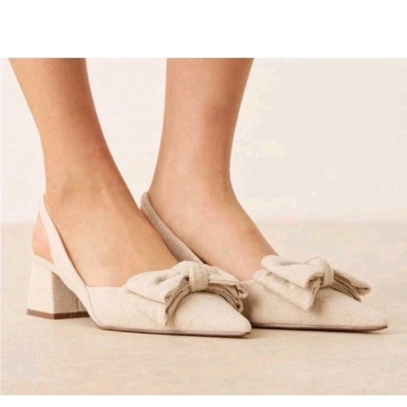 ASOS Shoes - Asos Design Beige Bow-Accent Slingback Block Heel Pumps 10